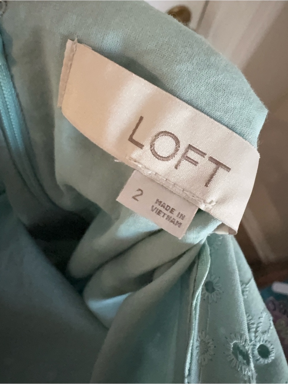 LOFT Mint Eyelet Shift Mini Dress - Picture 6 of 8